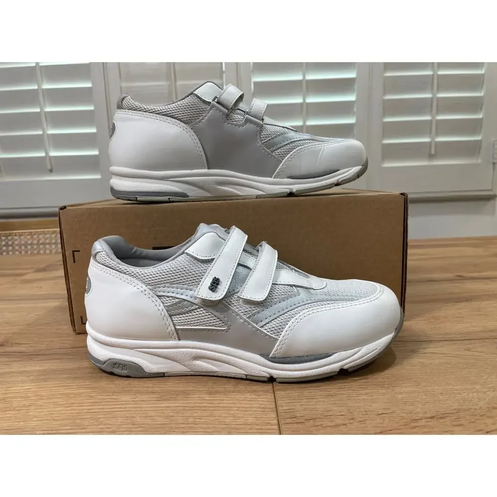 SAS Women's TMV Walking Shoes White Silver Leather Size 7.5 WW Lightly Worn